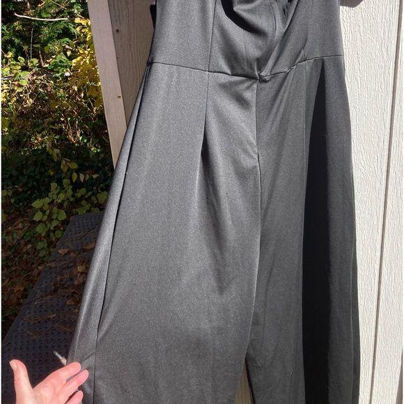 Black Split Flare Leg Off-The-Shoulder Halter/Waist Tie ElegantJumpsuit szXXL - Picture 7 of 10